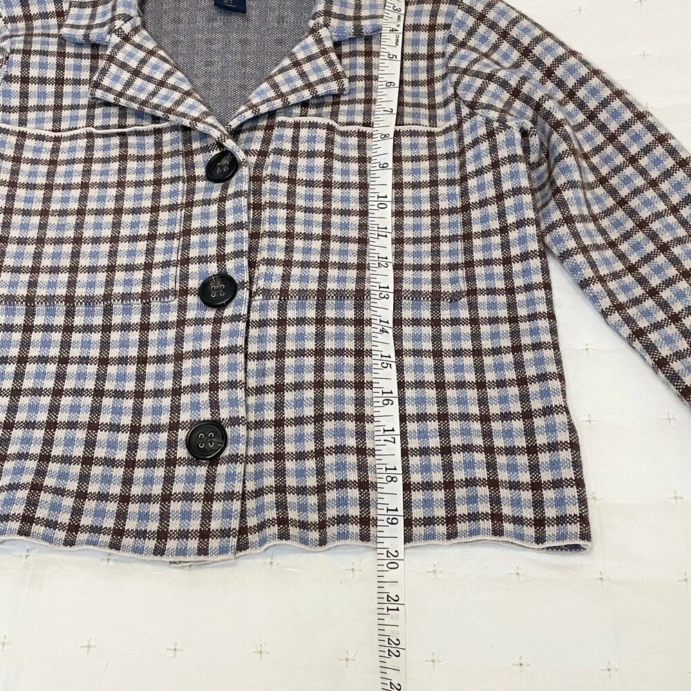 Rachel Rachel Roy Cardigan Jacket Women’s S Brown Blue Checked Knit - Picture 7 of 10